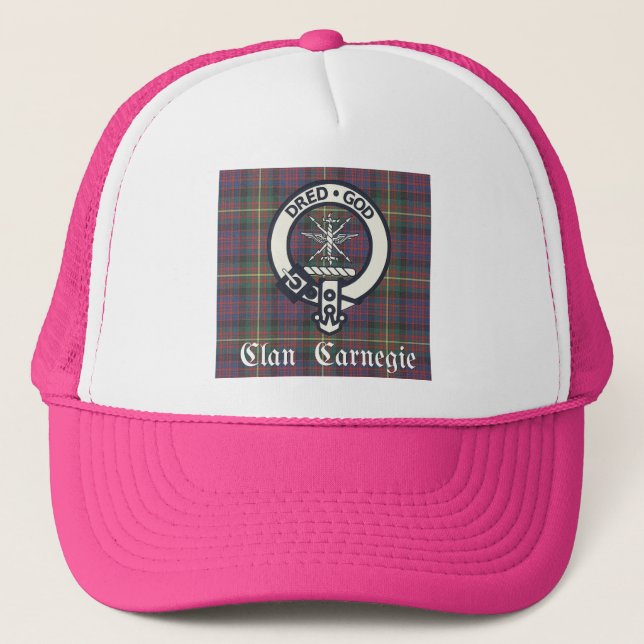 Clan Carnegie Crest Tartan Trucker Hat (Front)