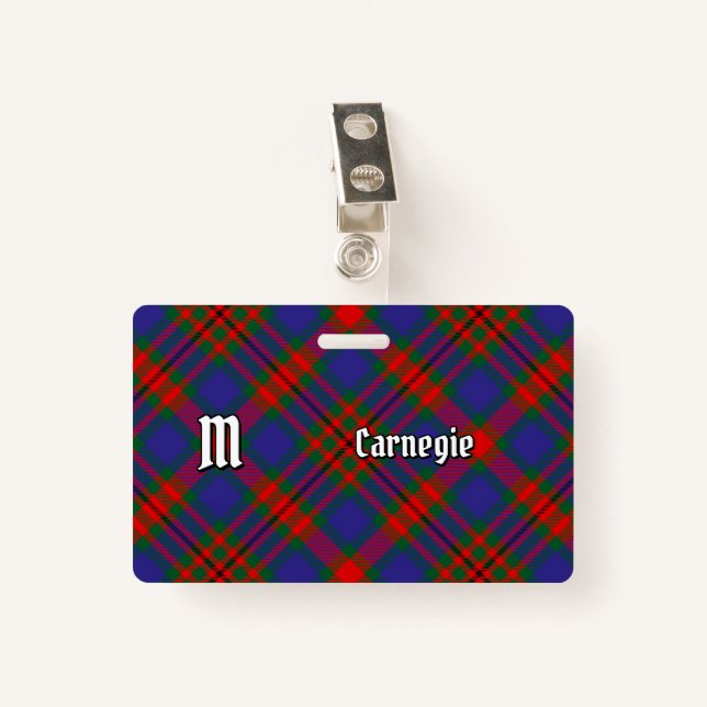 Clan Carnegie Tartan Badge (Front with Clip)