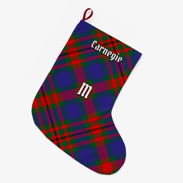 Clan Carnegie Tartan Large Christmas Stocking (Front (Hanging))