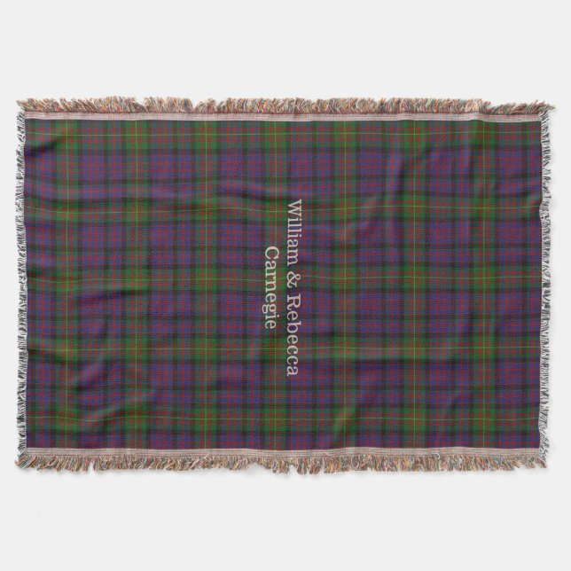 Clan Carnegie Tartan Plaid Custom Throw Blanket (Front)