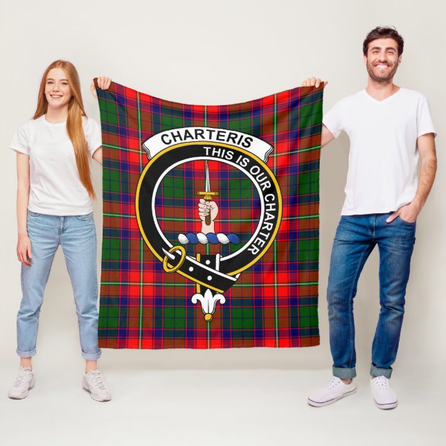 Clan Charteris Tartan Plaid Fleece Blanket (In Situ)