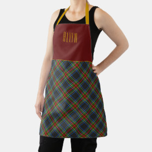Clan Chef Stewart Black Tartan Plaid Name Apron