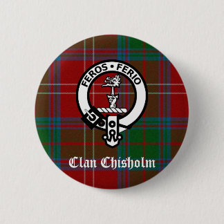 Clan Chisholm Tartan & Crest Badge 2 Inch Round Button