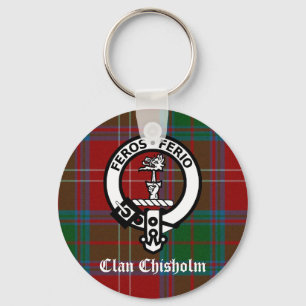 Clan Chisholm Tartan & Crest Badge Keychain