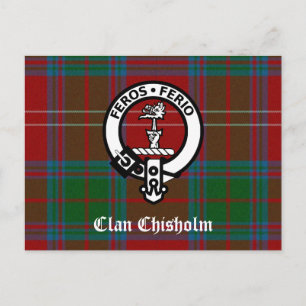 Clan Chisholm Tartan & Crest Badge Postcard