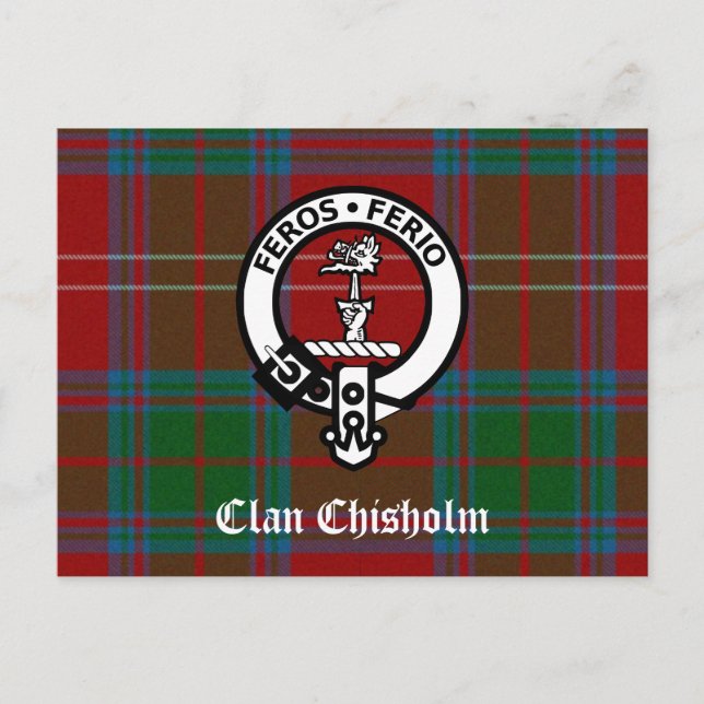 Clan Chisholm Tartan & Crest Badge Postcard (Front)