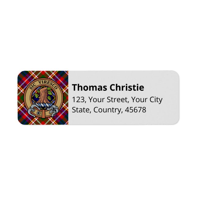 Clan Christie Crest over Tartan (Front)