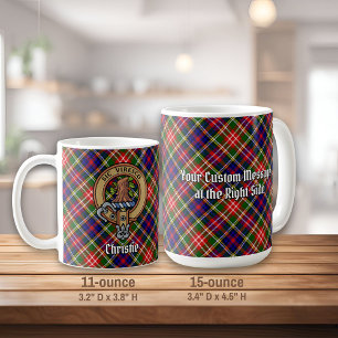 Clan Christie Crest over Tartan Coffee Mug