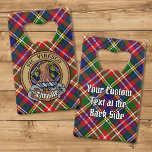 Clan Christie Crest over Tartan Credit Card Bottle Opener