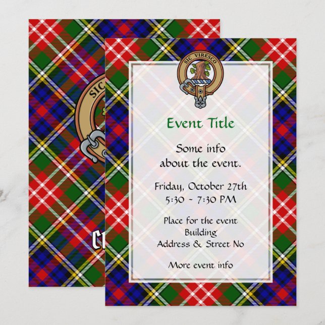 Clan Christie Crest over Tartan Invitation (Front/Back)