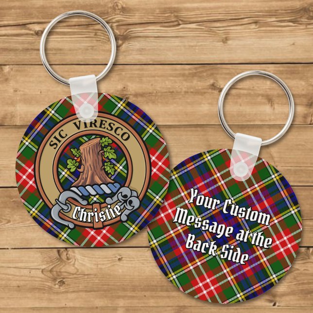 Clan Christie Crest over Tartan Keychain (Creator Uploaded)