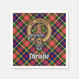 Clan Christie Crest over Tartan Napkin