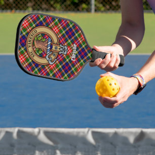 Clan Christie Crest over Tartan Pickleball Paddle