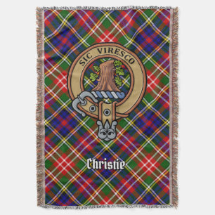 Clan Christie Crest over Tartan Throw Blanket