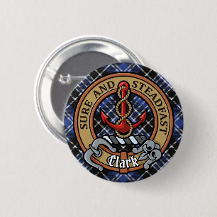 Clan Clark Crest over Tartan 2 Inch Round Button