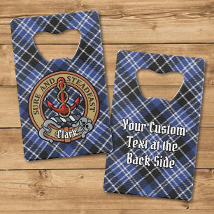 Clan Clark Crest over Tartan Credit Card Bottle Opener