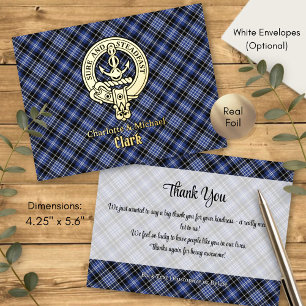 Clan Clark Crest over Tartan Foil Invitation Postcard