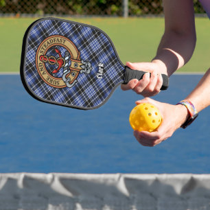Clan Clark Crest over Tartan Keychain Pickleball Paddle