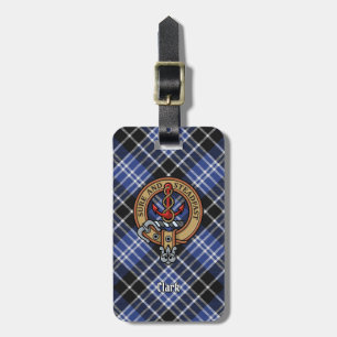 Clan Clark Crest over Tartan Luggage Tag
