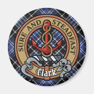 Clan Clark Crest over Tartan Magnet