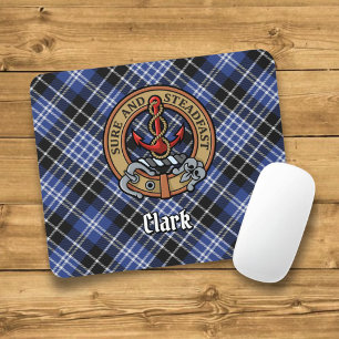 Clan Clark Crest over Tartan Mouse Pad