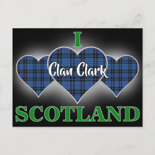 Clan Clark I Love Scotland Tartan Heart Postcard