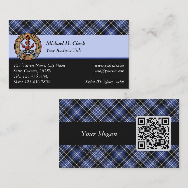 Clan Clark Tartan Business Card (Front/Back)