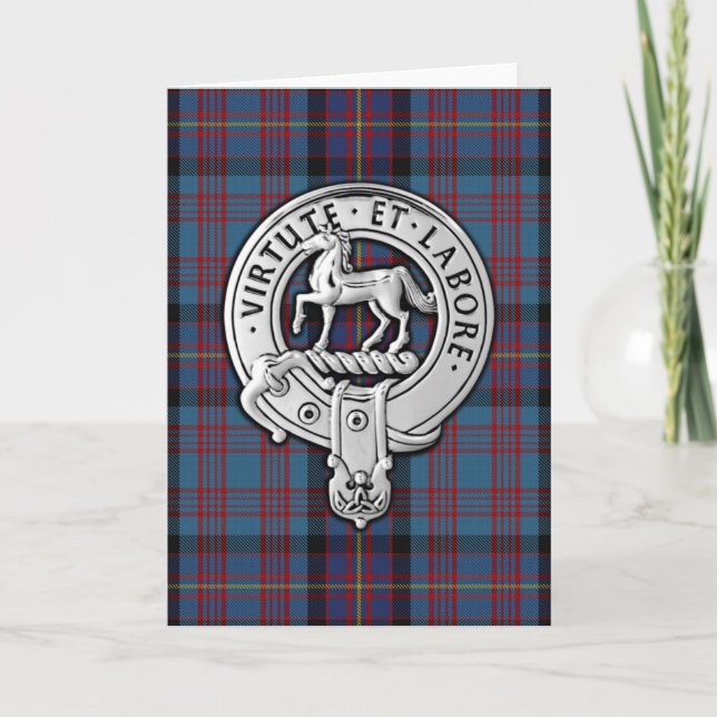 Clan Cochrane Crest & Azure Tartan Card (Front)