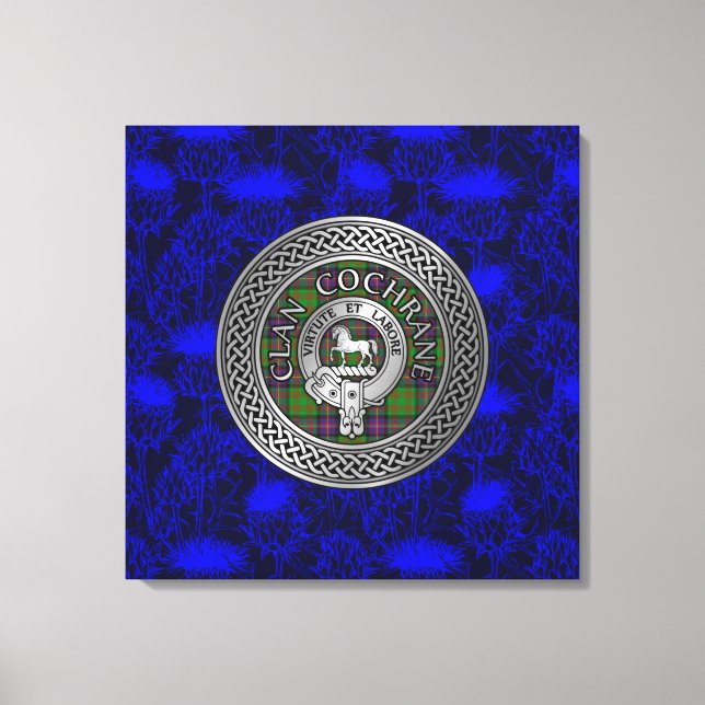 Clan Cochrane Crest & Tartan Knot Canvas Print (Front)