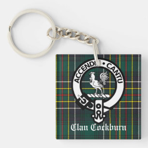 Clan Cockburn Crest Badge and Tartan Keychain