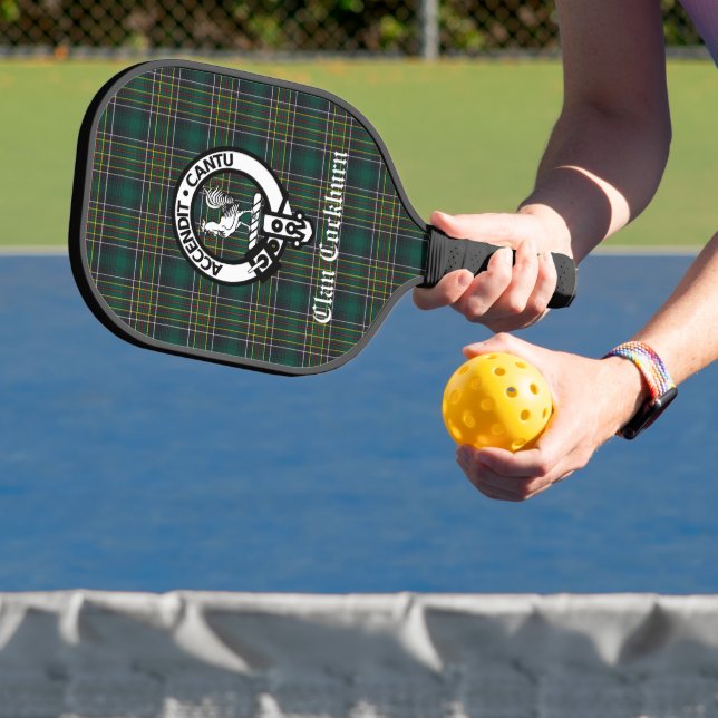 Clan Cockburn Crest Badge and Tartan  Pickleball Paddle (Insitu)