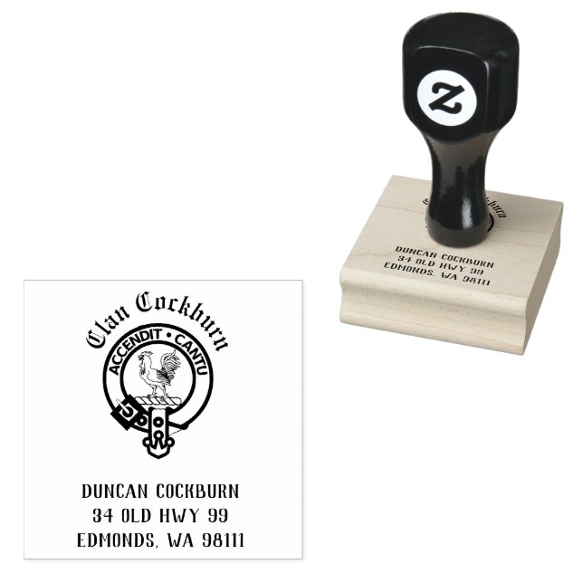 Clan Cockburn Crest Badge Customizable  Rubber Stamp (Stamped)