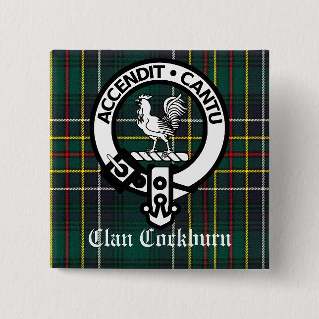 Clan Cockburn Crest Badge et Tartan (Devant)