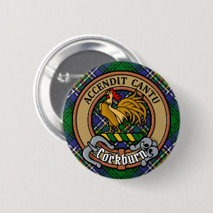 Clan Cockburn Crest over Tartan 2 Inch Round Button