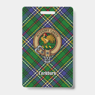 Clan Cockburn Crest over Tartan Badge