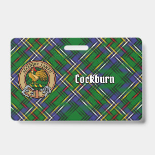 Clan Cockburn Crest over Tartan Badge