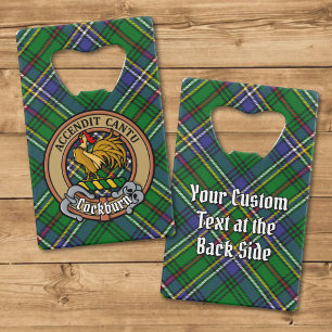 Clan Cockburn Crest over Tartan Credit Card Bottle Opener