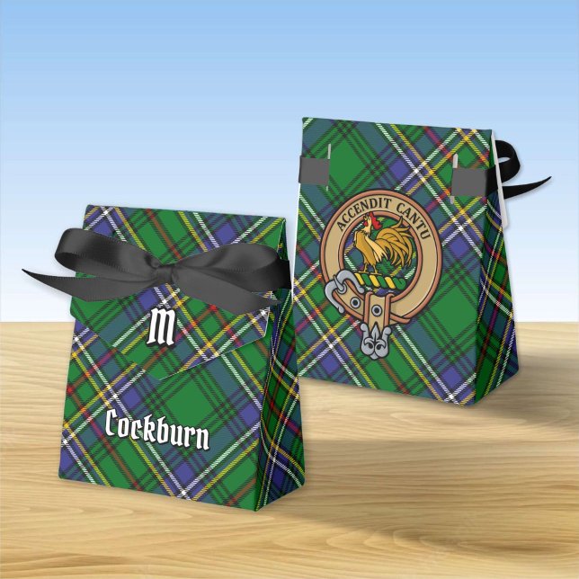 Clan Cockburn Crest over Tartan Favor Box (Creator Uploaded)