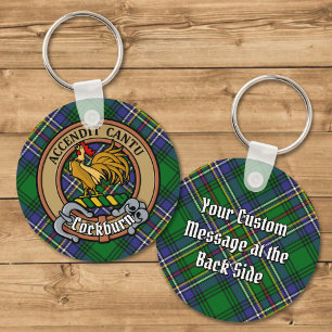 Clan Cockburn Crest over Tartan Keychain