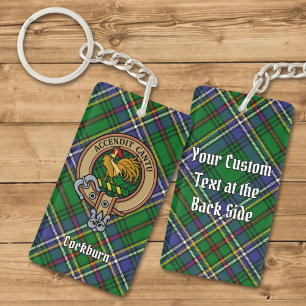Clan Cockburn Crest over Tartan Keychain