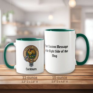 Clan Cockburn Crest over Tartan Mug