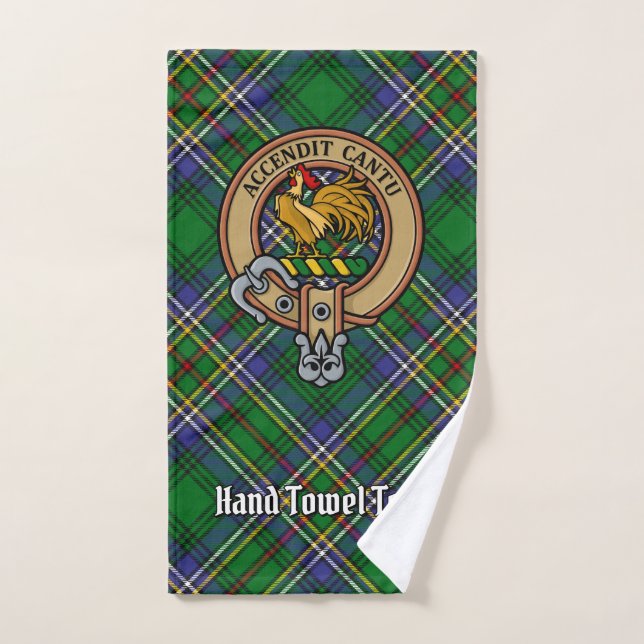 Clan Cockburn Crest sur Tartan (Serviette à main)