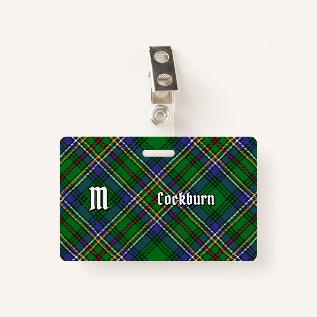 Clan Cockburn Tartan Badge (Front with Clip)