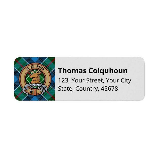 Clan Colquhoun Crest over Tartan (Front)