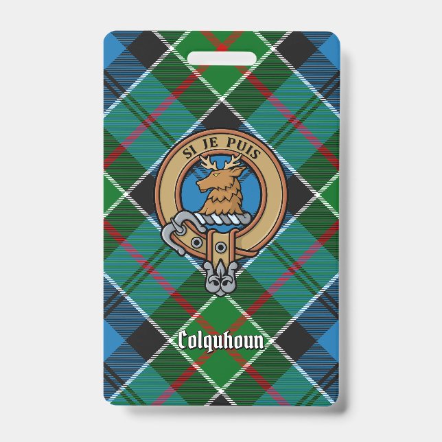 Clan Colquhoun Crest over Tartan Badge (Front)
