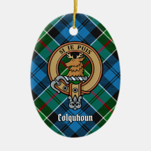 Clan Colquhoun Crest over Tartan Ceramic Ornament