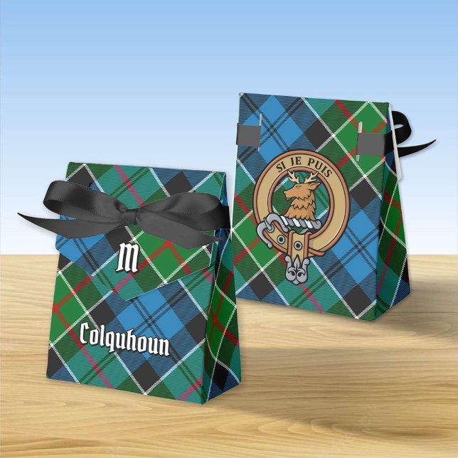Clan Colquhoun Crest over Tartan Favor Box (Creator Uploaded)