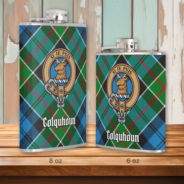 Clan Colquhoun Crest over Tartan Hip Flask (Creator Uploaded)