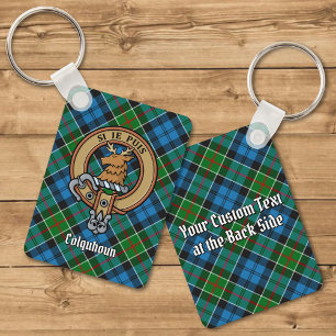 Clan Colquhoun Crest over Tartan Keychain