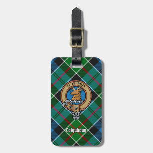 Clan Colquhoun Crest over Tartan Luggage Tag